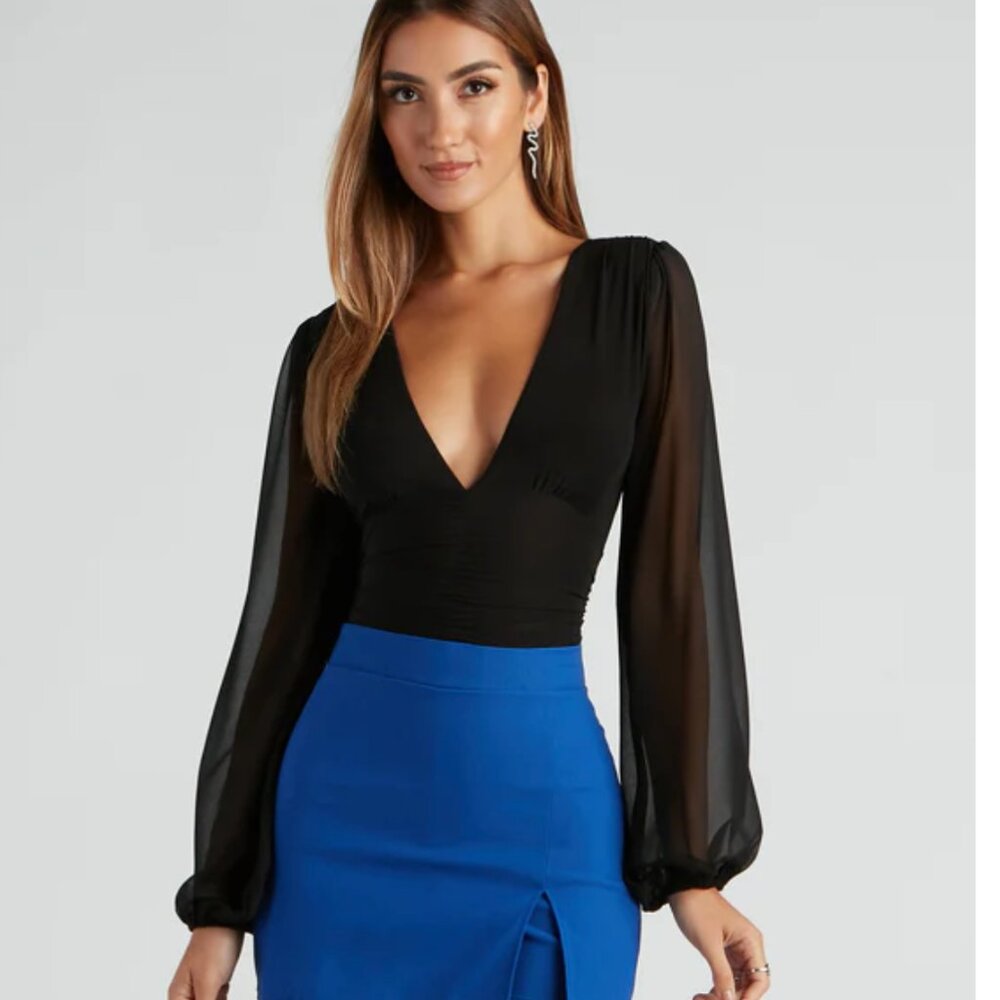 Love Like Crazy Plunge Neck Bodysuit